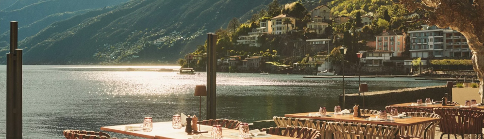 Outdoor dining with lake view